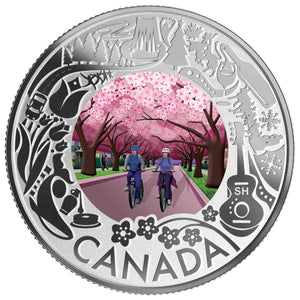 2019 1/4oz $3 CELEBRATING CANADIAN FUN AND FESTIVITIES CHERRY BLOSSOMS FINE SILVER COIN
