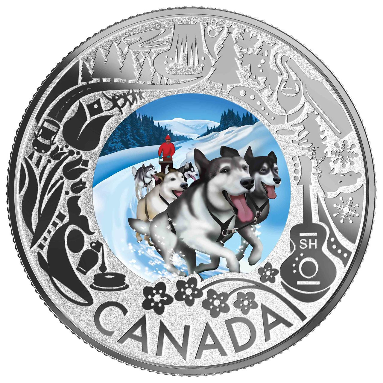 2019 1/4oz $3 CELEBRATING CANADIAN FUN AND FESTIVITIES - DOG SLEDDING FINE SILVER COIN