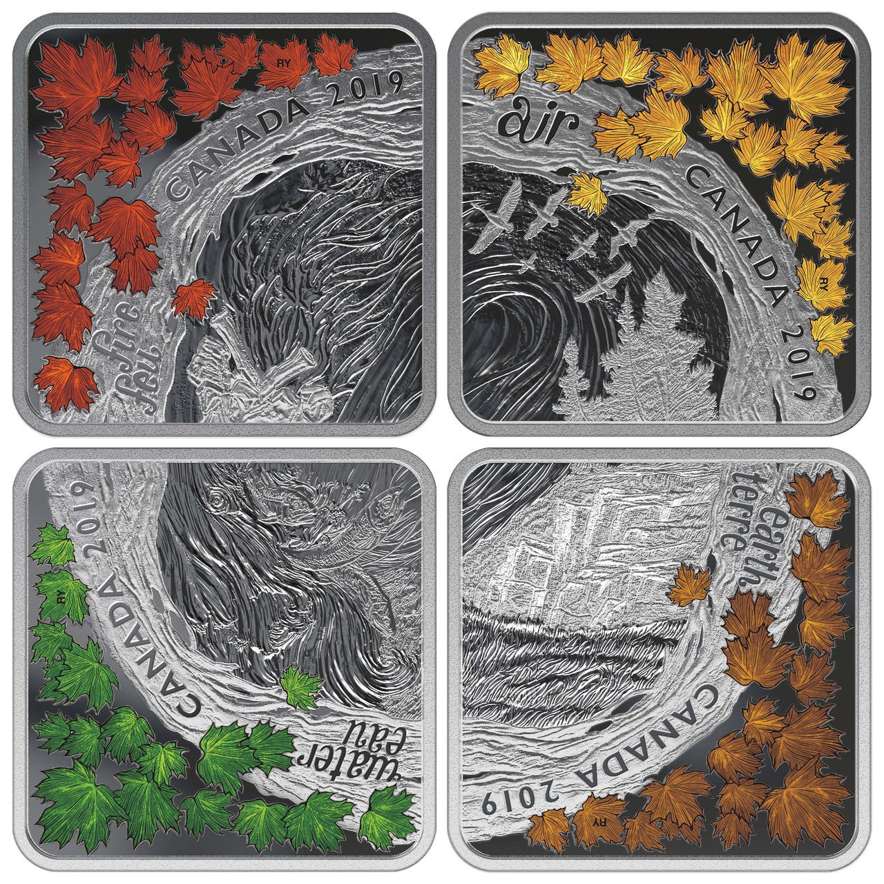 2019 1.5oz $3 THE ELEMENTS FINE SILVER COIN SET