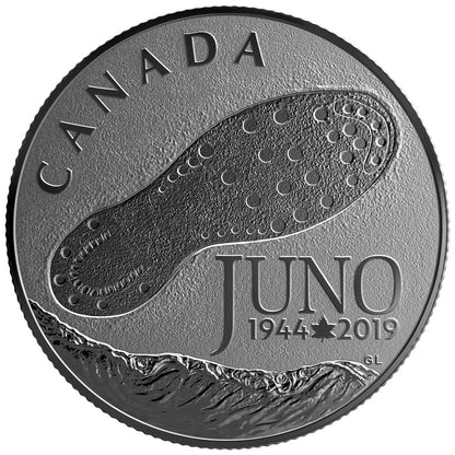 2019 1/4oz $3 75TH ANNIVERSARY OF THE NORMANDY CAMPAIGN D-DAY AT JUNO BEACH FINE SILVER COIN