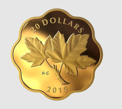 SALE - 2019 $20 ICONIC MAPLE LEAVES (MC) FINE SILVER COIN (NO OUTER BOX)