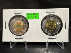 2019 D-DAY IN CARDBOARD 2X2 COLOURED/UNCOLOURED TOONIE (2 PACK)