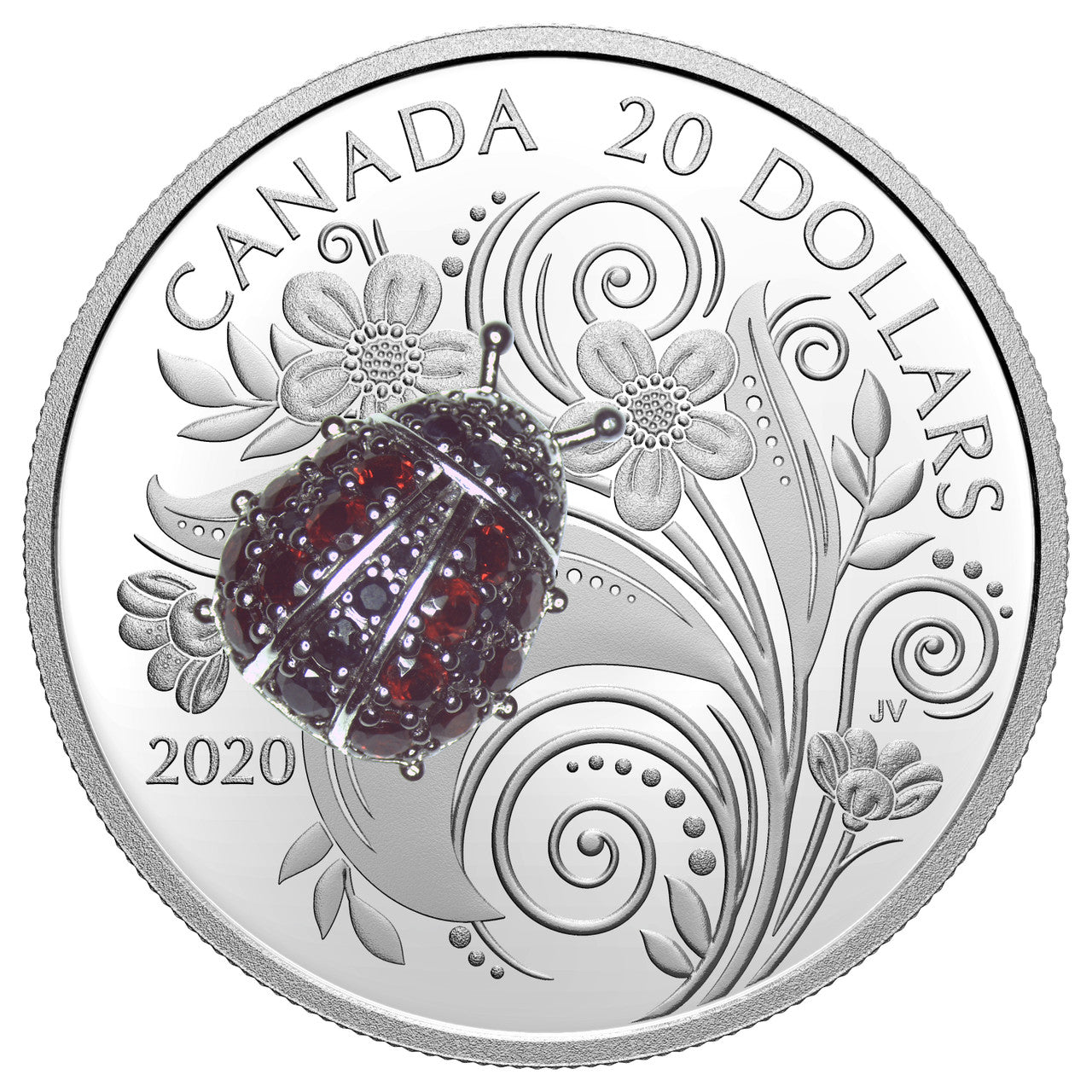 2020 1oz $20 BEJEWELED BUGS: LADYBUG FINE SILVER COIN