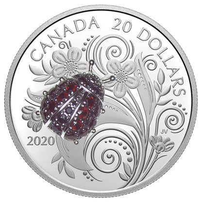 2020 1oz $20 BEJEWELED BUGS: LADYBUG FINE SILVER COIN