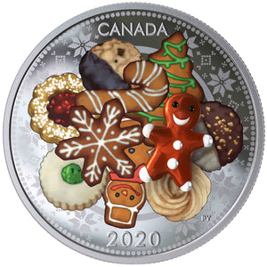 2020 1oz $20 HOLIDAY COOKIES MURANO GLASS GINGERBREAD FINE SILVER COIN