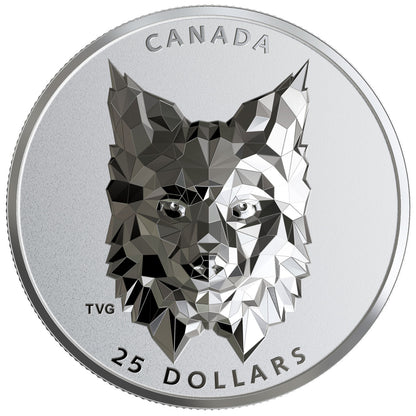 2020 $25 MULTIFACETED ANIMAL HEAD: LYNX FINE SILVER COIN