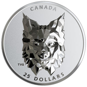 2020 $25 MULTIFACETED ANIMAL HEAD: LYNX FINE SILVER COIN