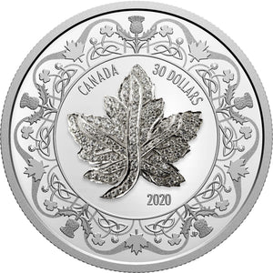 2020 2oz $30 CANADIAN MAPLE LEAF BROOCH LEGACY FINE SILVER COIN
