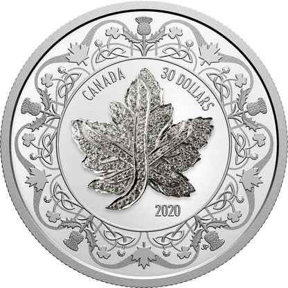 2020 2oz $30 CANADIAN MAPLE LEAF BROOCH LEGACY FINE SILVER COIN