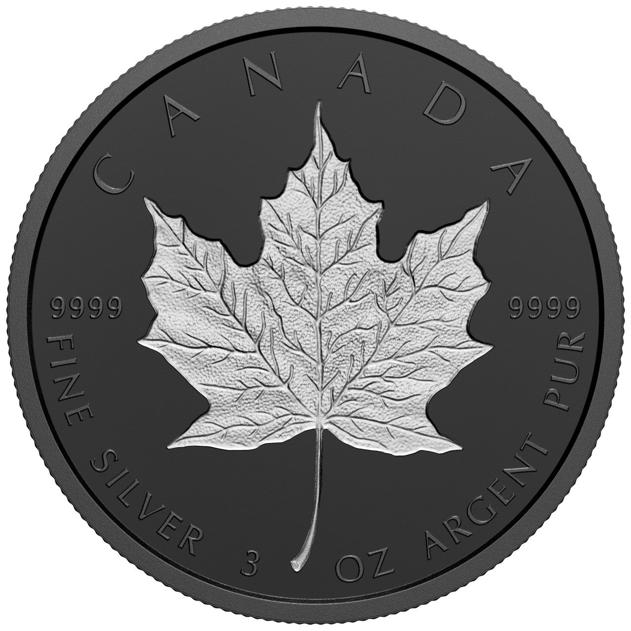 2020 3oz $50 RHODIUM-PLATED INCUSE SML FINE SILVER COIN