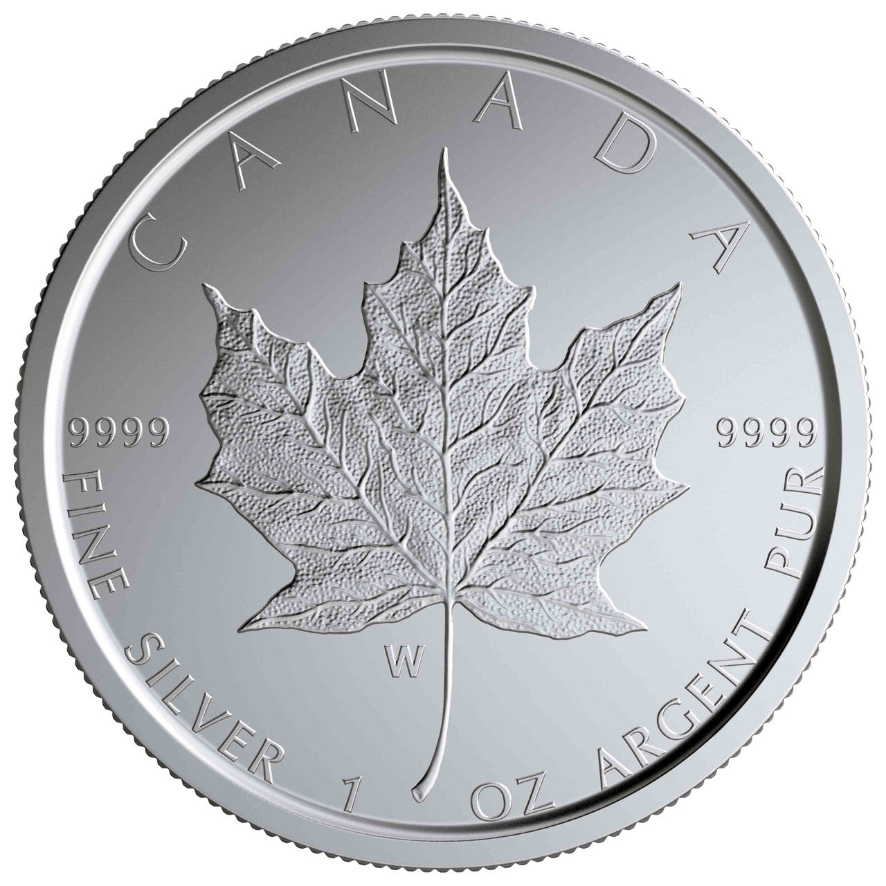 E-TRANSFER ONLY - 2020 1oz $5 SILVER MAPLE LEAF - W MINT MARK (WINNIPEG) FINE SILVER COIN