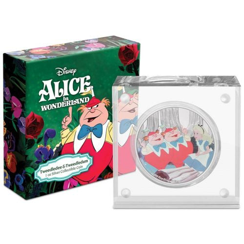 2021 1oz $2 ALICE IN WONDERLAND TWEEDLEDEE AND TWEEDLEDUM FINE SILVER COIN
