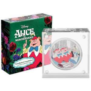 2021 1oz $2 ALICE IN WONDERLAND TWEEDLEDEE AND TWEEDLEDUM FINE SILVER COIN