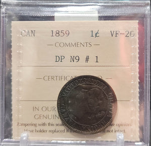 1859 CANADA CIRCULATION 1 CENT VF-20 - DP N9 #1