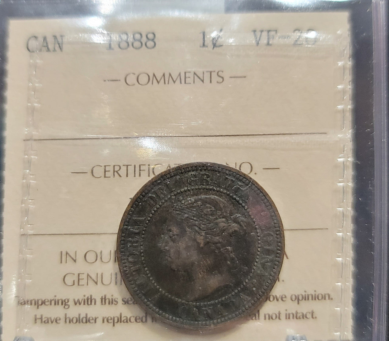 1888 CANADA CIRCULATION 1 CENT VF-20