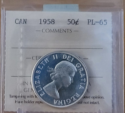 1958 CANADA CIRCULATION 50-CENT PL-65