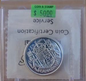 1958 CANADA CIRCULATION 50-CENT PL-65