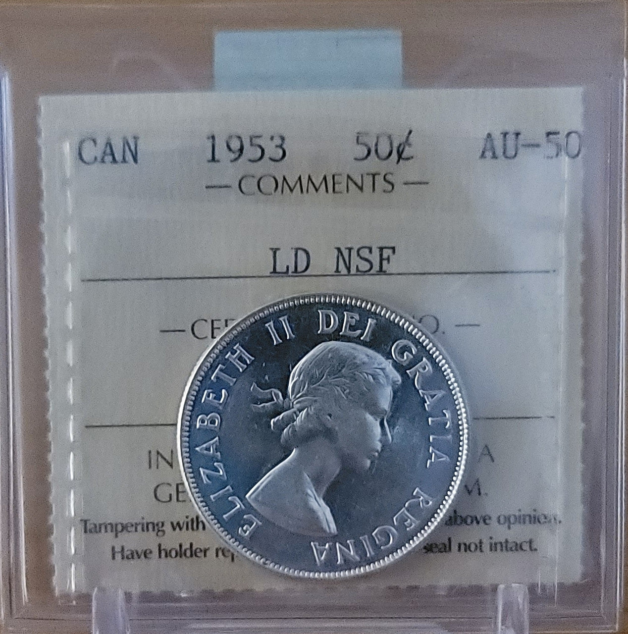 1953 CANADA CIRCULATION 50 CENT AU-50 LD NSF