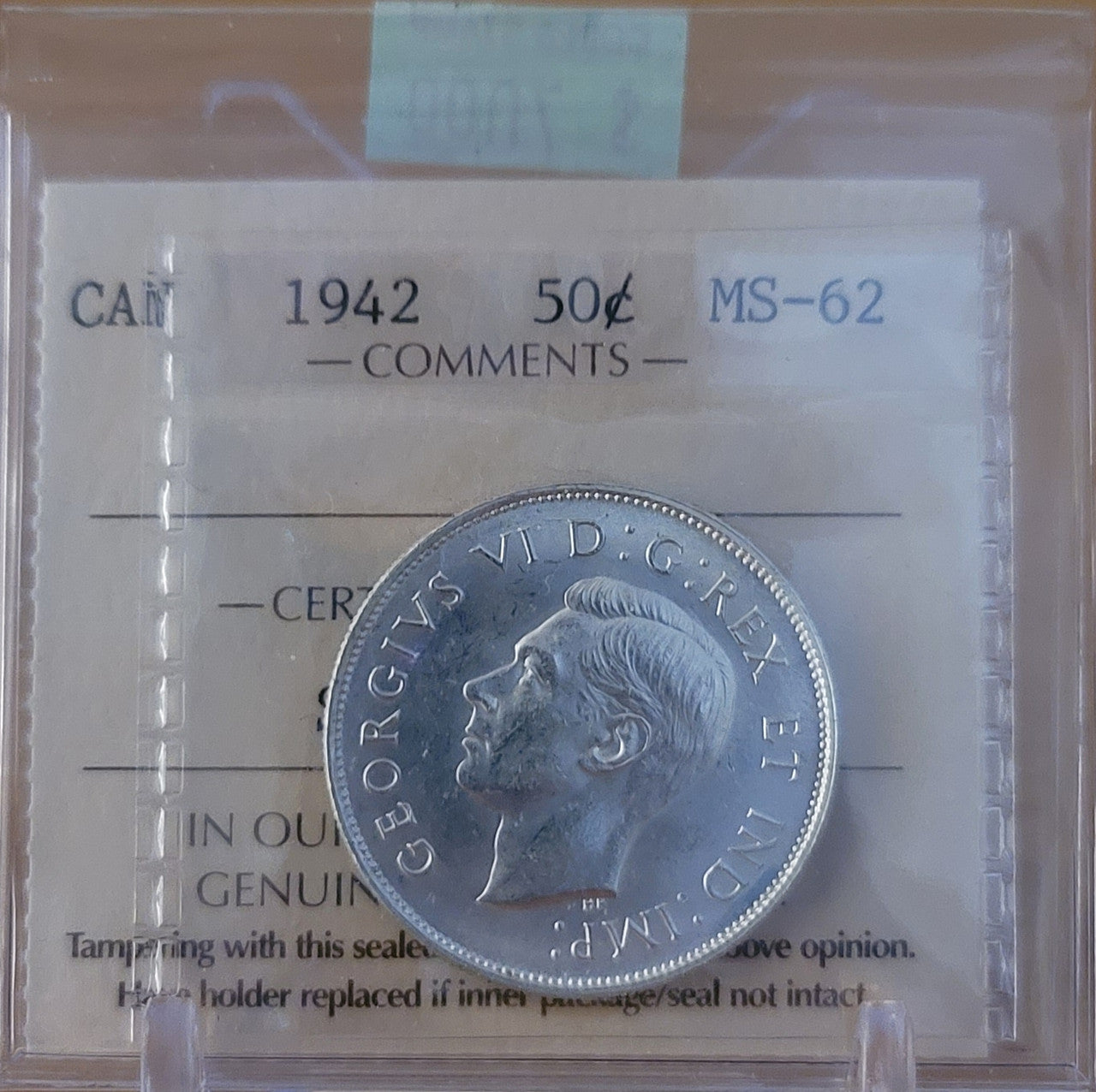 1942 CANADA CIRCULATION 50 CENT MS-62