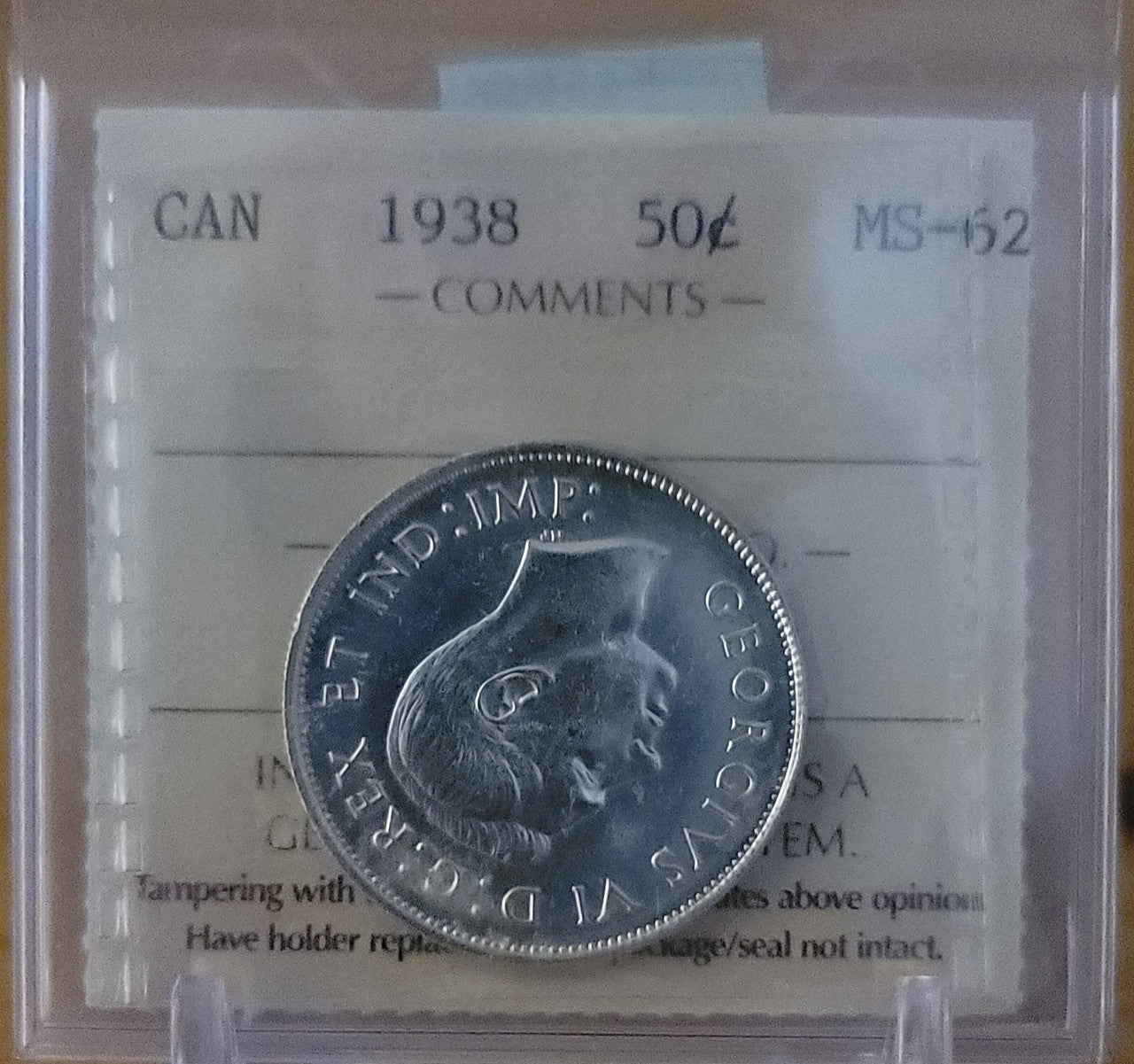 1938 CANADA CIRCULATION 50 CENT MS-62