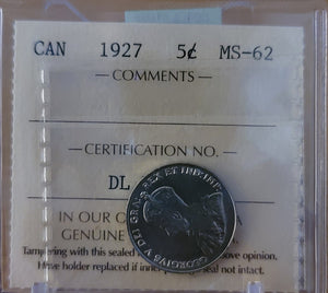 1927 CANADA CIRCULATION 5 CENT MS-62