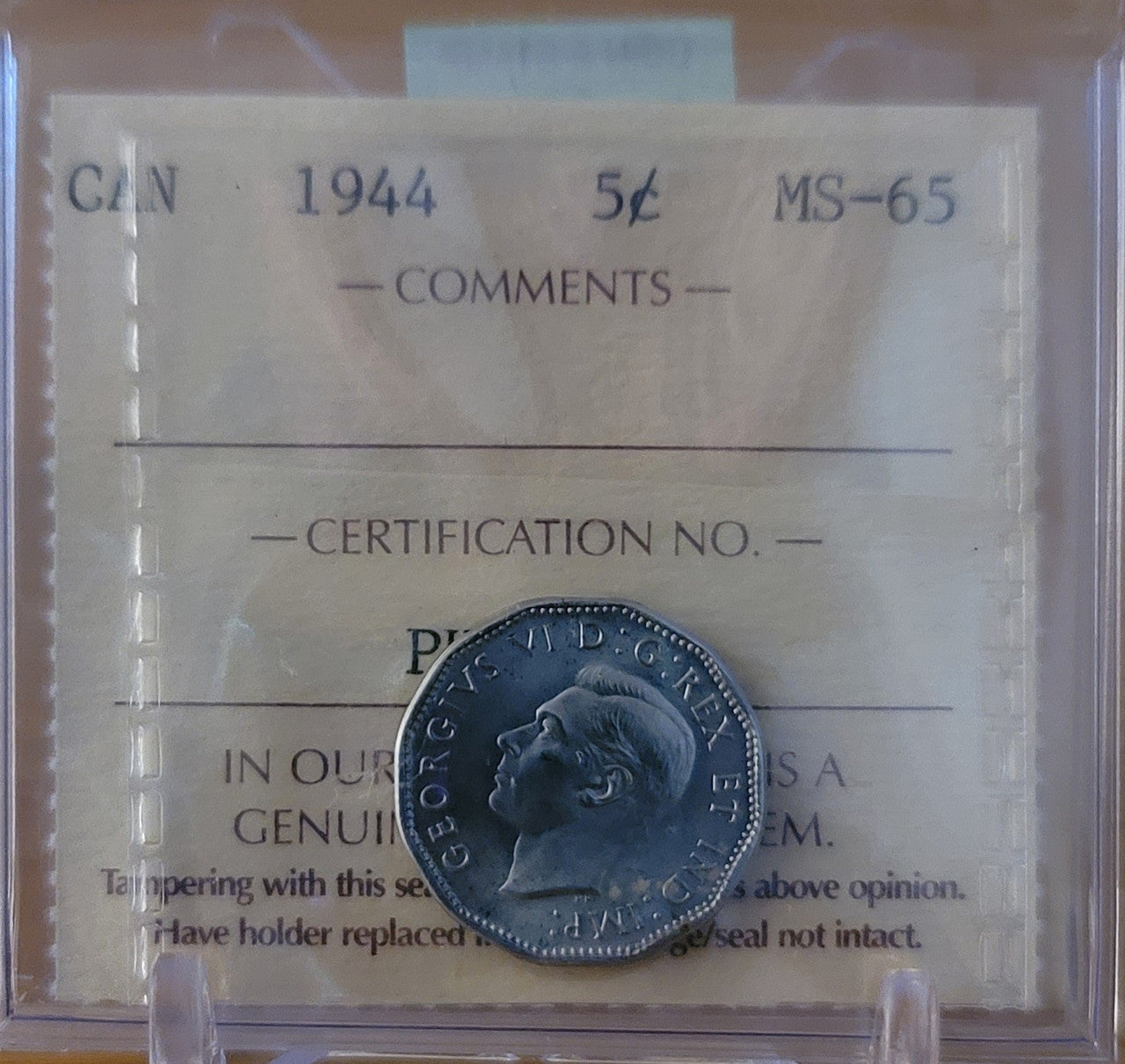 1944 CANADA CIRCULATION 5 CENT MS-65