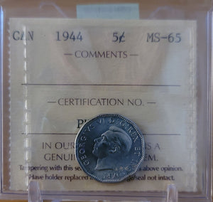 1944 CANADA CIRCULATION 5 CENT MS-65