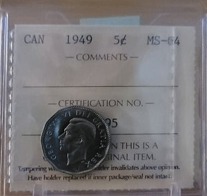 1949 CANADA CIRCULATION 5 CENT MS-64