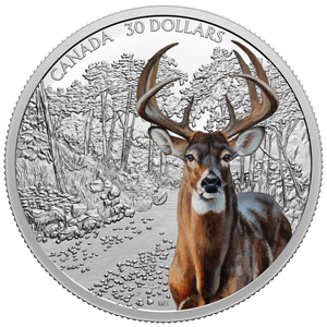 2021 2oz $30 IMPOSING ICONS: WHITE-TAILED DEER FINE SILVER COIN