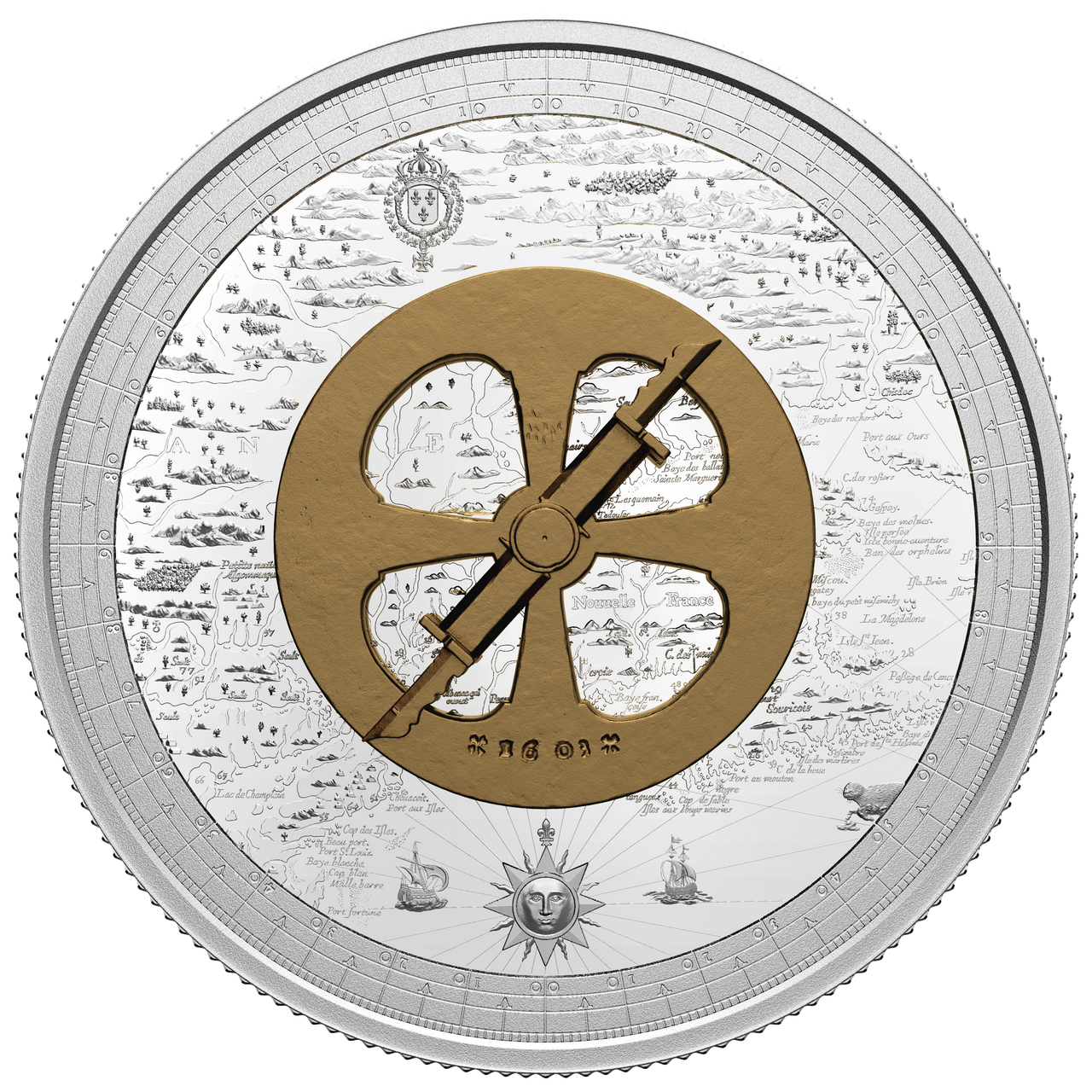 2021 5oz $50 LOST THEN FOUND: CHAMPLAIN AND THE ASTROLABE FINE SILVER COIN