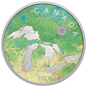 2021 5oz $50 GREAT LAKES TRIBUTE FINE SILVER COIN
