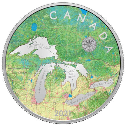 2021 5oz $50 GREAT LAKES TRIBUTE FINE SILVER COIN