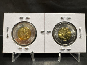 2021 DISCOVERY OF INSULIN IN CARDBOARD 2X2 COLOURED/UNCOLOURED TOONIE (2 PACK)