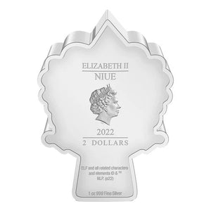 2022 1oz $2 WARNER BROTHER'S HOLIDAY CHRISTMAS ELF FINE SILVER CHIBI COIN