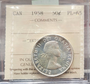 1958 CANADA CIRCULATION 50 CENT PL-65