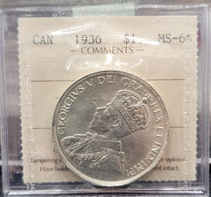 1936 CANADA CIRCULATION SILVER DOLLAR MS-64