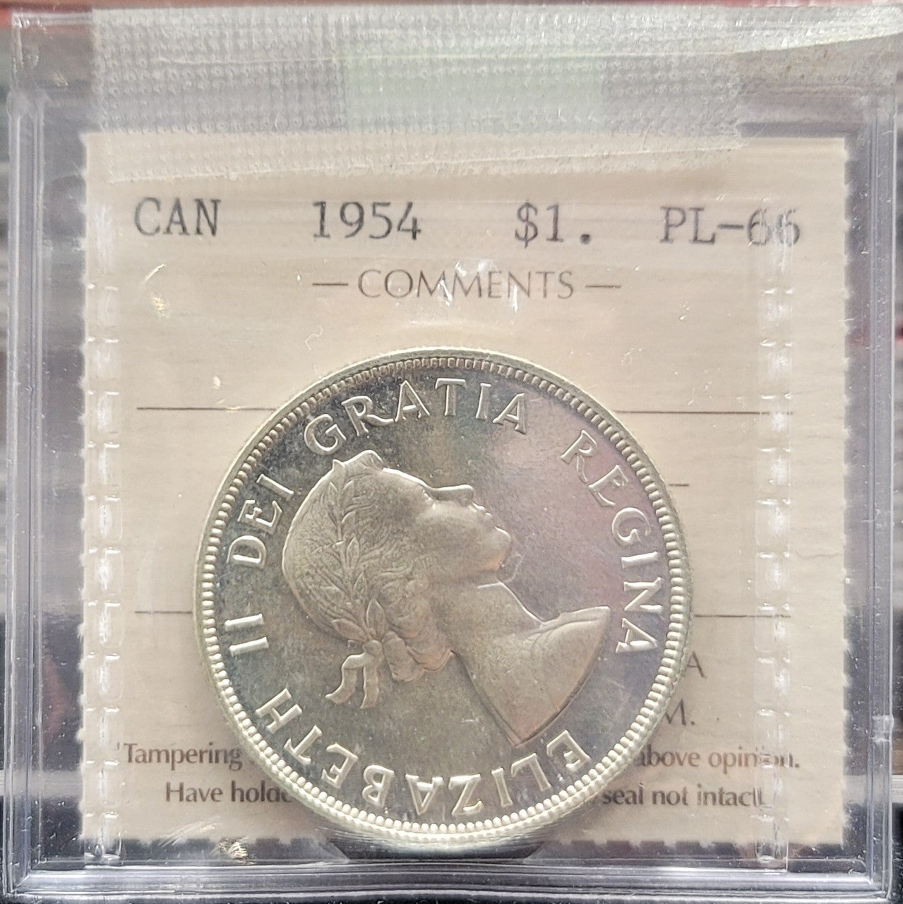 1954 CANADA CIRCULATION SILVER DOLLAR PL-66 CAMEO