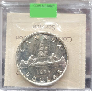 1954 CANADA CIRCULATION SILVER DOLLAR PL-65 HEAVY CAMEO