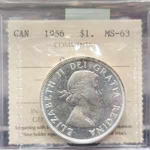1956 CANADA CIRCULATION SILVER DOLLAR MS-63 CAMEO