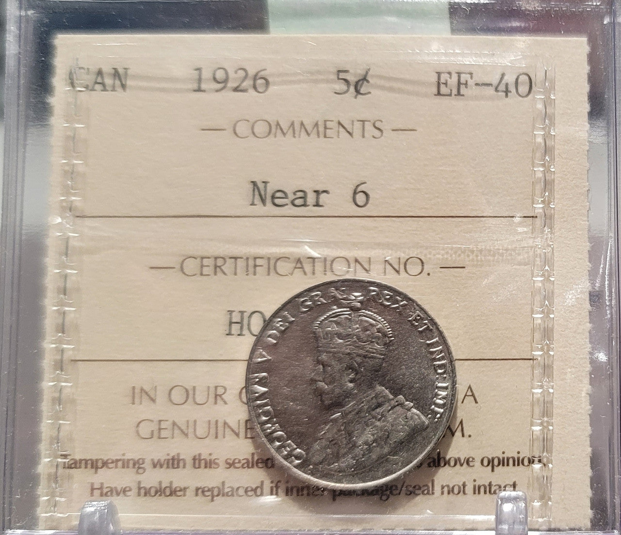 1926 CANADA CIRCULATION 5 CENT EF-40 NEAR 6