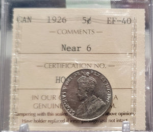 1926 CANADA CIRCULATION 5 CENT EF-40 NEAR 6