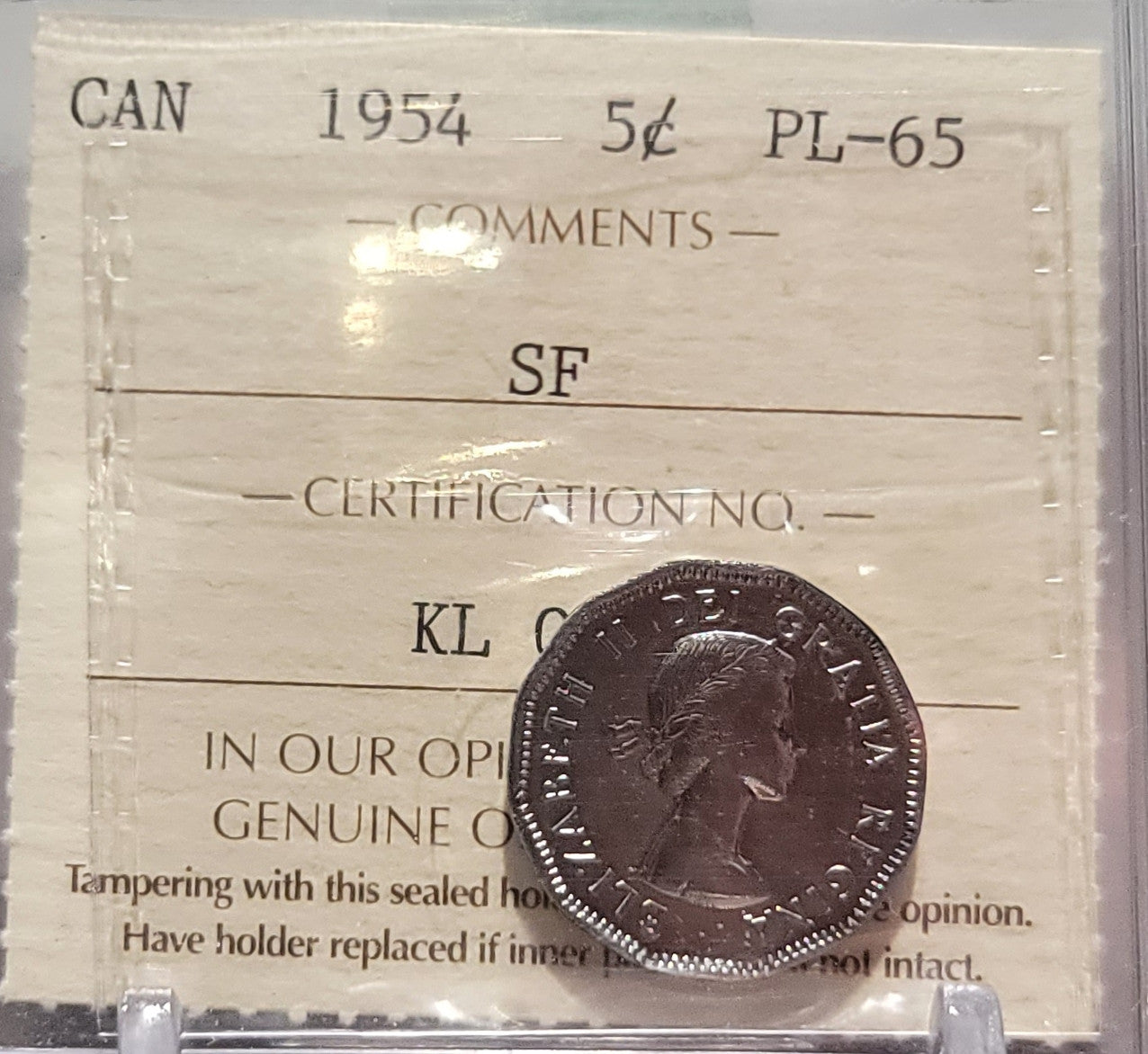 1954 CANADA CIRCULATION 5 CENT SF PL-65