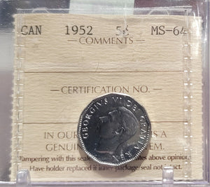 1952 CANADA CIRCULATION 5 CENT MS-64