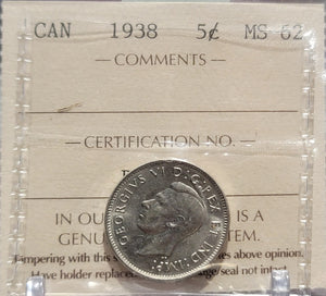 1938 CANADA CIRCULATION 5-CENT MS-62