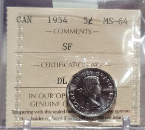 1954 CANADA CIRCULATION 5 CENT SF MS-64