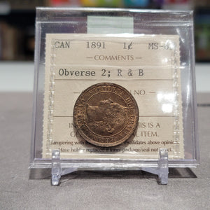 1891 CANADA CIRCULATION 1 CENT OBVERSE 2; R&B MS-63