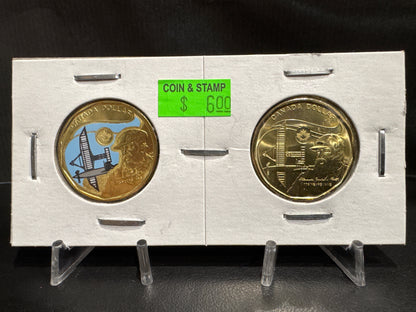 2022 175TH ANNIVERSARY OF THE BIRTH OF ALEXANDER GRAHAM BELL IN CARDBOARD 2X2 COLOURED/UNCOLOURED LOONIE (2 PACK)