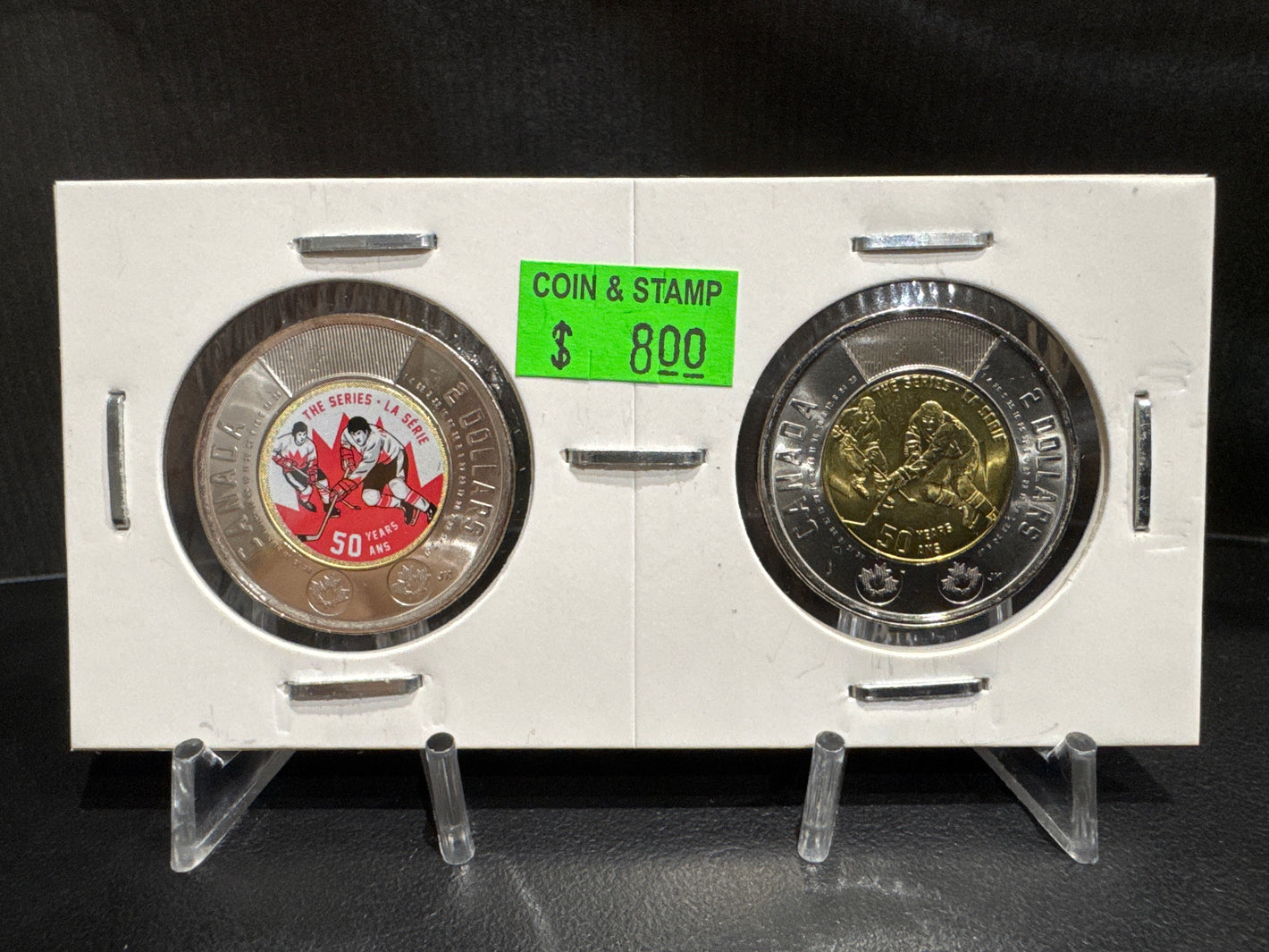 2022 50TH ANNIVERSARY OF THE SUMMIT SERIES IN CARDBOARD 2X2 COLOURED/UNCOLOURED TOONIE (2 PACK)