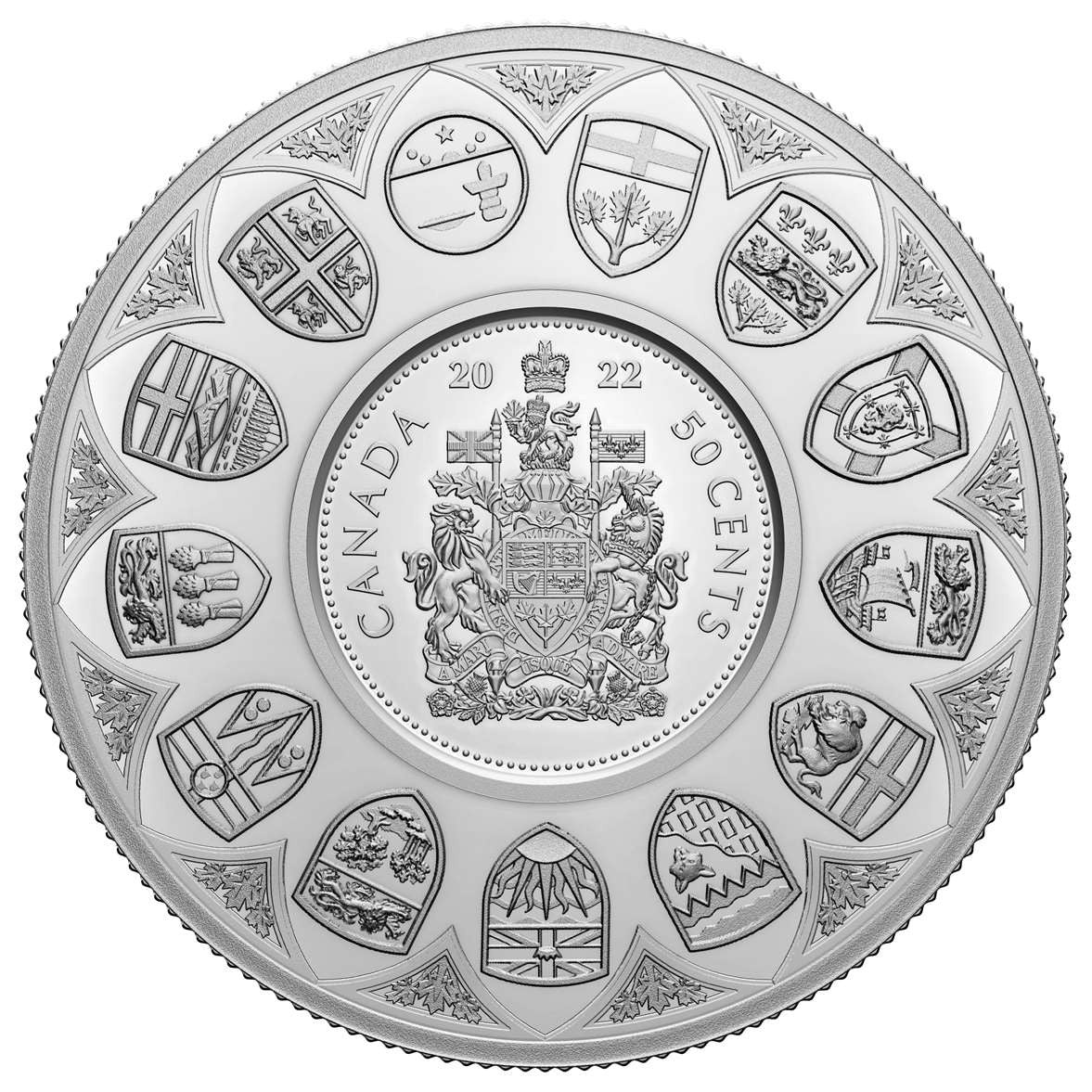 2022 50-CENT 5oz THE BIGGER PICTURE: THE COAT OF ARMS FINE SILVER COIN