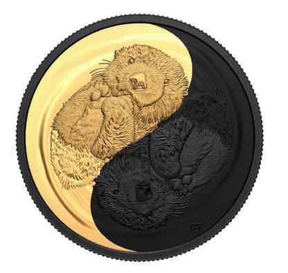 2022 1oz $20 BLACK AND GOLD: THE SEA OTTER FINE SILVER COIN